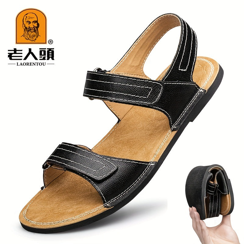 Men's Leather Outdoor Sandals Hook And Loop Fastener