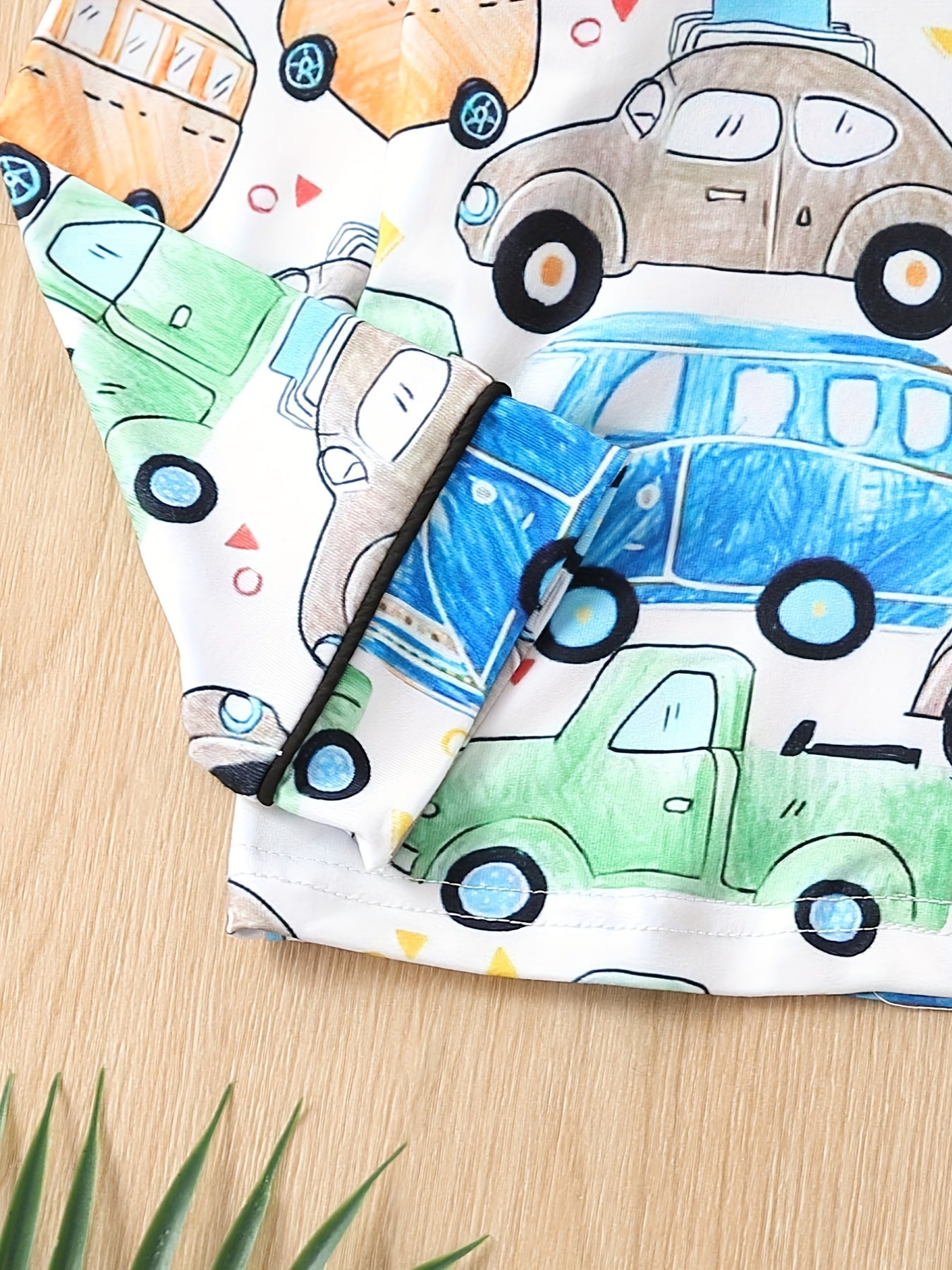 Boy's Graffiti Car Print Pajama Set Long Sleeve Top & Pants