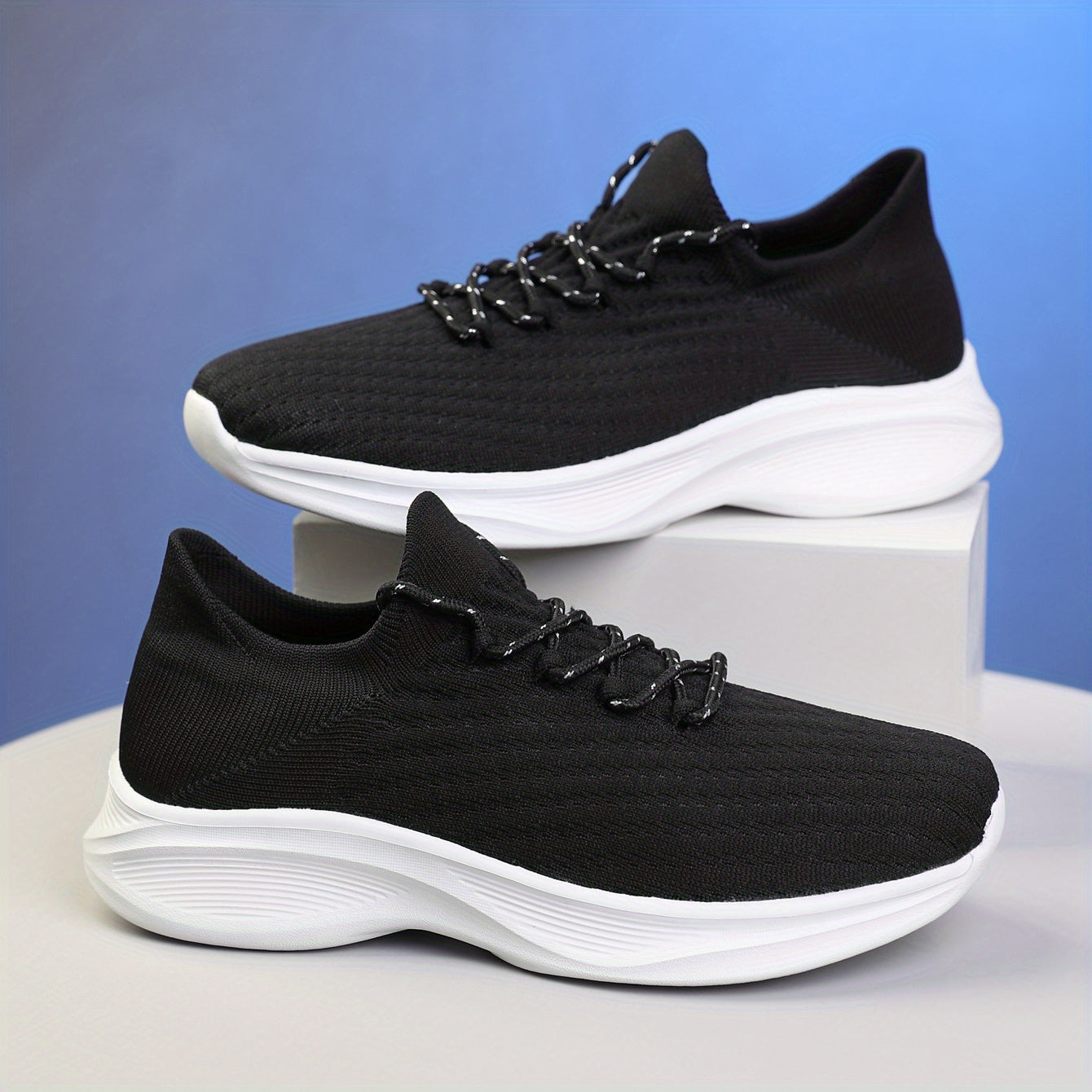 Men's Lace Up Knit Sneakers Breathable Casual Shoes
