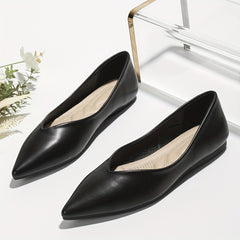 Women's Pointed Toe Flat Shoes Soft Sole Faux Leather Casual Ballet Flats