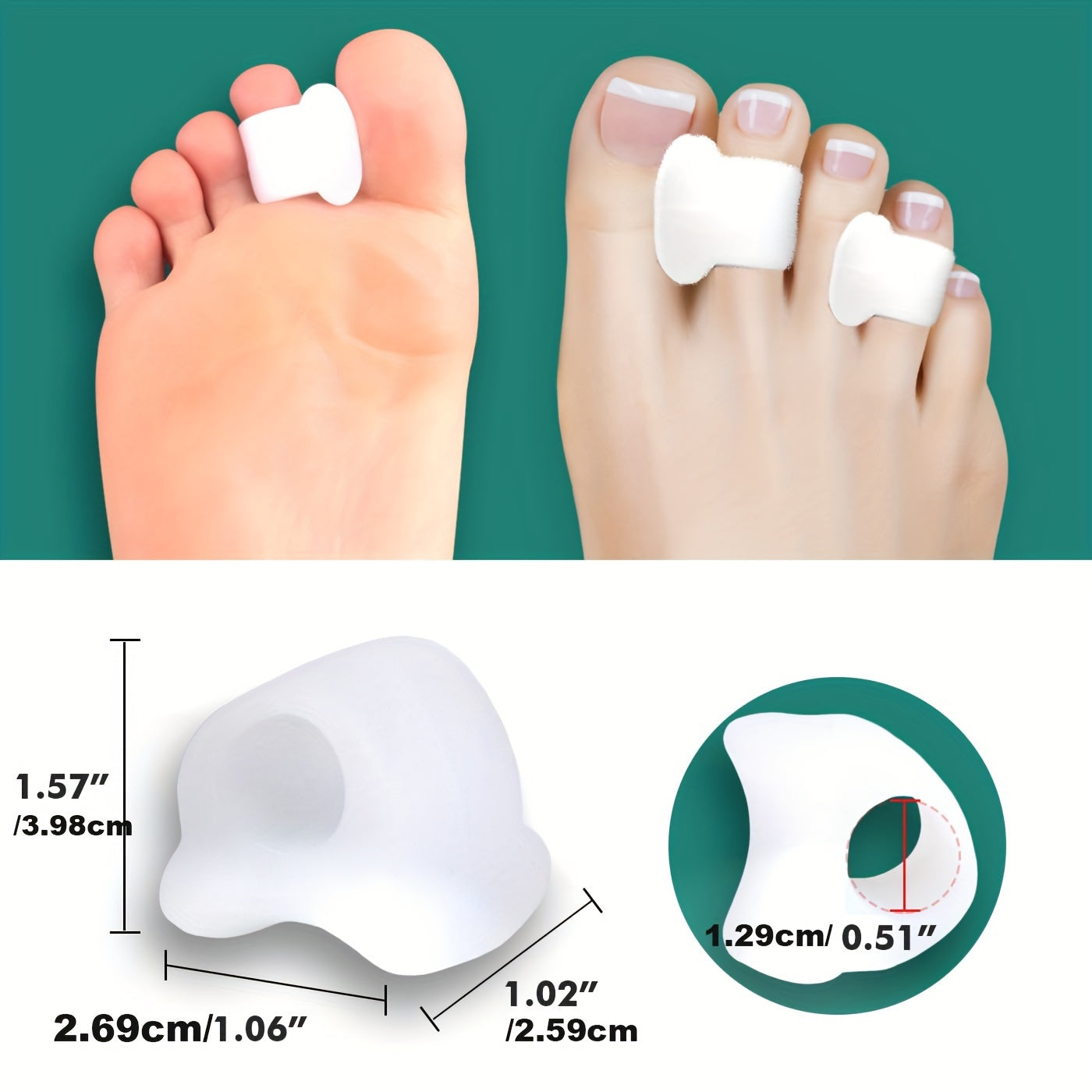 Gel Toe Separator Pinky Toe Spacers - Prevent Overlapping Toes
