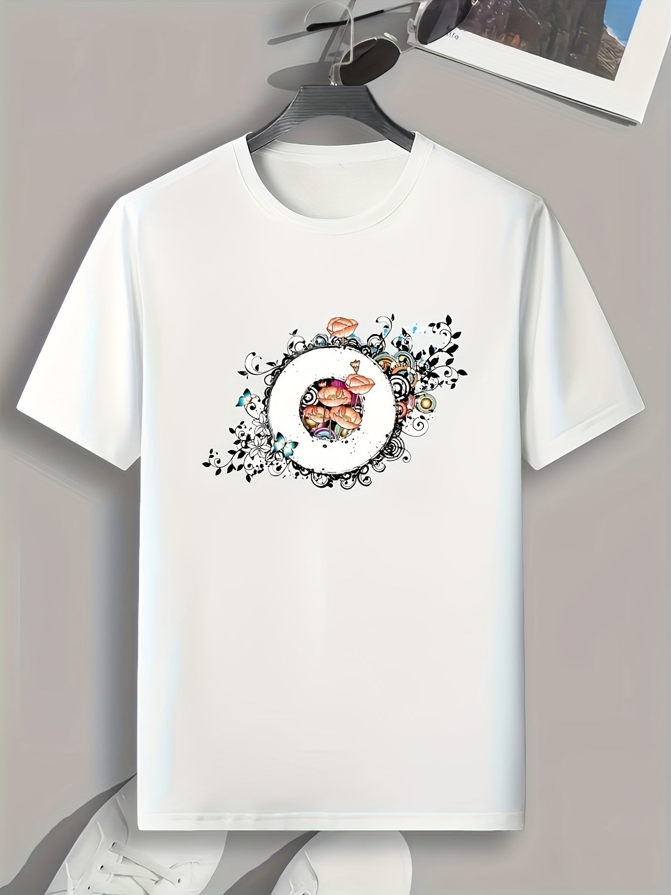 Pattern Print Men's Sports T-shirt for Fitness Activities