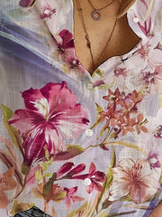 Floral Print Long Sleeve Button Up Blouse