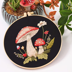 Mushroom Embroidery Kit - DIY Embroidery Material Bag Set