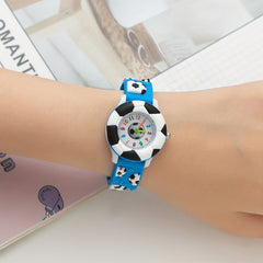 Soccer Print Round Dial Quartz Watch for Boys Girls Teens, Gift for Daily Life