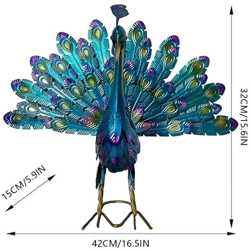Realistic Metal Peacock Outdoor Statue Garden Decor