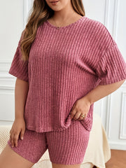 Ribbed Knit Tee & Shorts Pajama Set