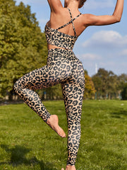 Leopard Print Yoga Pants & Bra Set