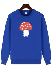 Girls Cartoon Mushroom Graphic Crew Neck Sweatshirt Top