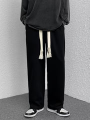 Men's Drawstring Waist Straight Pants for Autumn and Winter