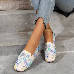 Women's Floral Print Flat Shoes Lightweight Square Toe Outdoor Shoes