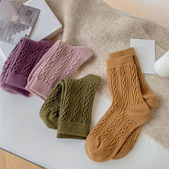 8 Pairs Twist Textured Socks Soft Mid Tube Socks Women's Stockings