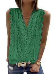 Summer Lace Tank Top V Neck Sleeveless