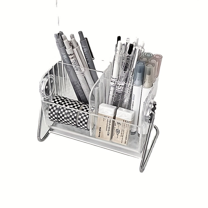 Stationery Transparent Storage Box Metal Corner Rack Desktop Shelf