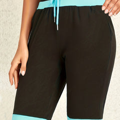 Drawstring Block Shorts Casual High Waist Summer Shorts