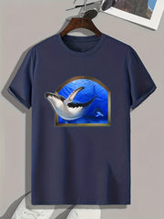 Whale Print Men's Graphic T-shirt for Summer