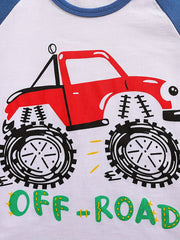 Boys Cartoon Off road Vehicle Casual Outfit Set