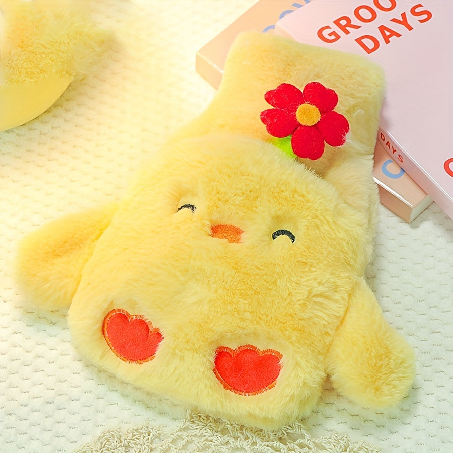 Cartoon 500ml Plush Hot Water Bag Hand Warmer - Embroidered Insert Bag