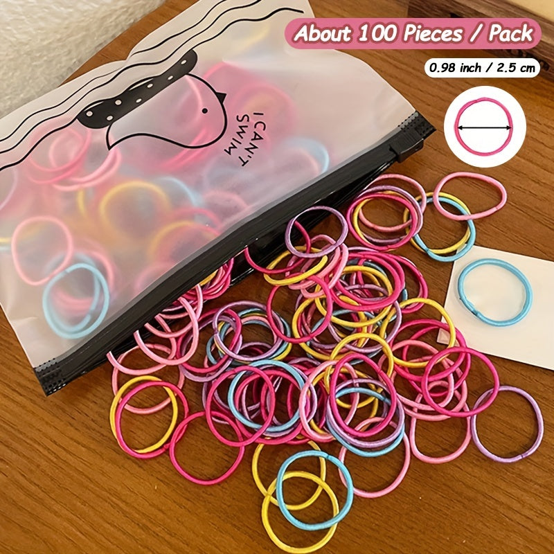 100pcs Girls Hair Tie Stretch Rubber Bands Hair Rope Accessories