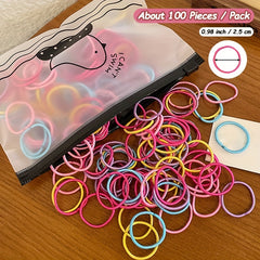 100pcs Girls Hair Tie Stretch Rubber Bands Hair Rope Accessories