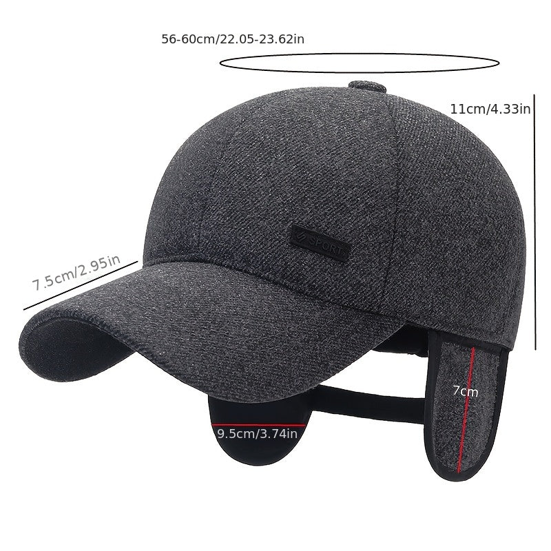 Winter Ear Warmer Baseball Cap Dad Cap Adjustable Plus Velvet Hat