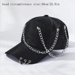 Unisex Chain Tassel Baseball Cap Hip Hop Glitter Sun Hat