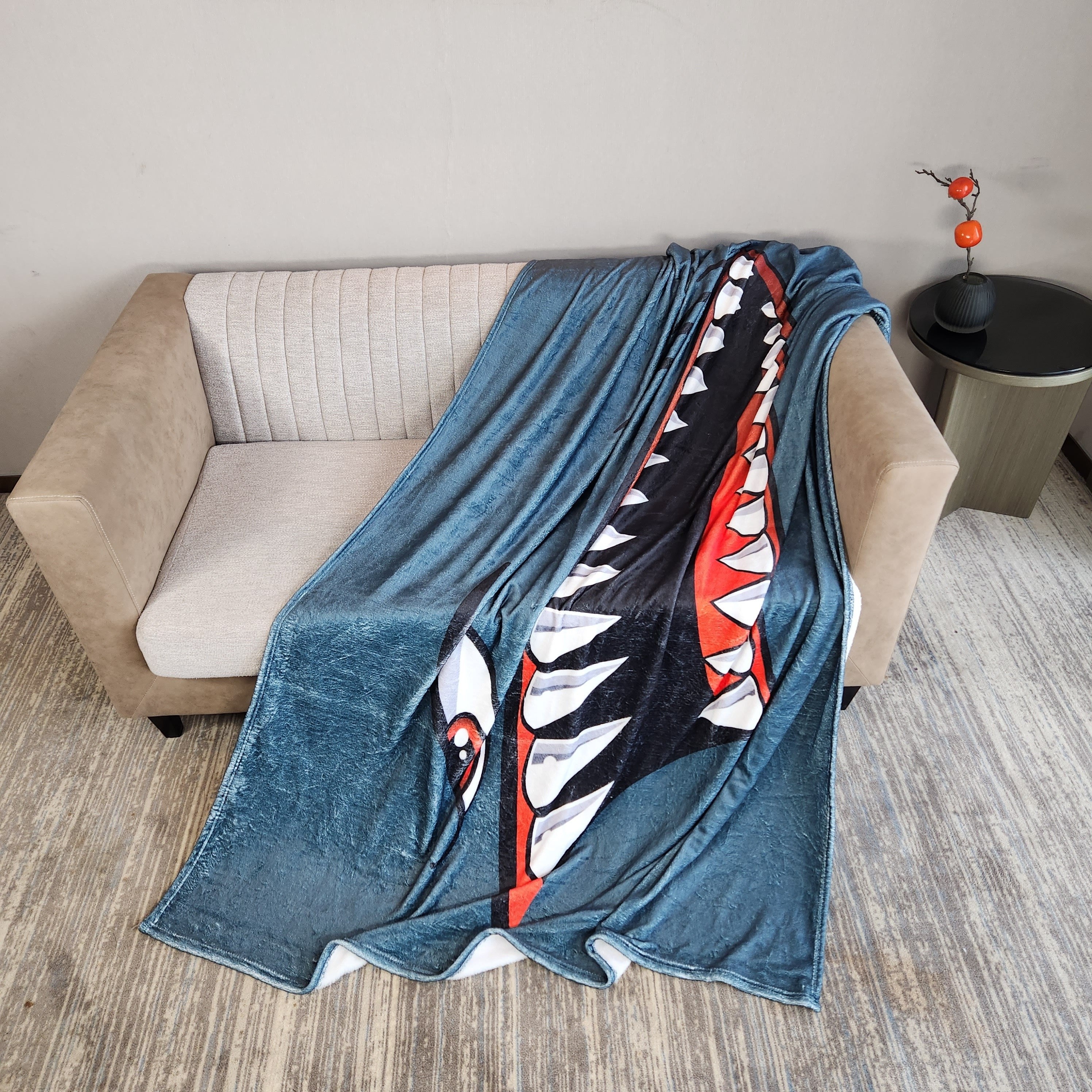 Shark Print Blanket Warm Flannel Casual Blanket