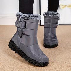 Women's Winter Snow Boots Waterproof Hook & Loop Comfort Mid Calf Booties
