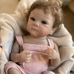 Reborn Doll Rooted Hair Waterproof Full Body Vinyl Painted Skin Soft Touch