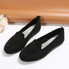 Women's Breathable Knitted Slip On Flats Lightweight Walking Shoes