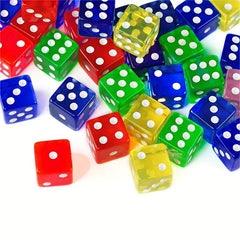 50pcs 16mm Transparent Square Corner Dice 6 Sided Game Acrylic Dice