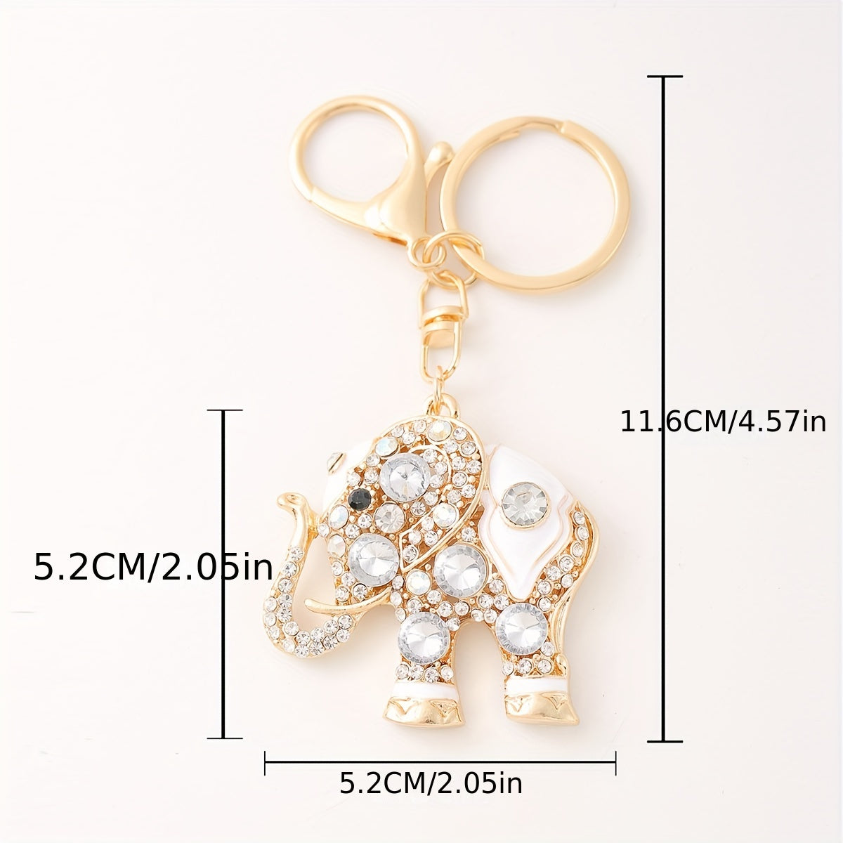 Metal Elephant Keychain with Artificial Diamond Encrusted