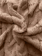 Casual Sweater Solid Cable Knit Long Sleeve V Neck Loose