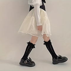 Princess Silk Satin Bow Lolita Mid Tube Socks