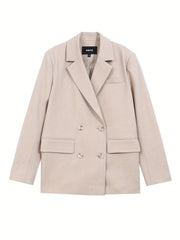 Double Breasted Blazer Casual Lapel Long Sleeve Office Outerwear