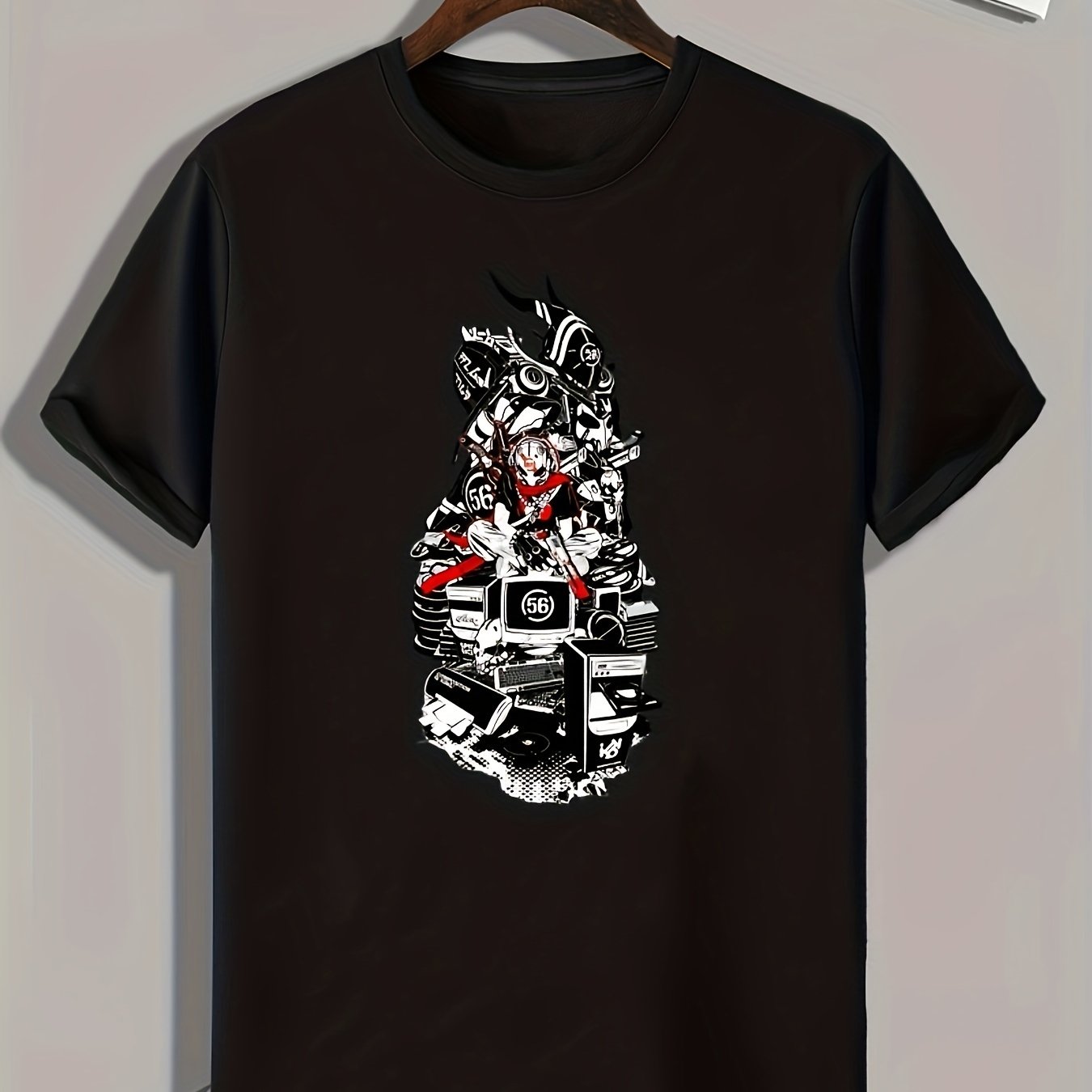 Skull And Computer Stuffs Print Men's Graphic T-shirt