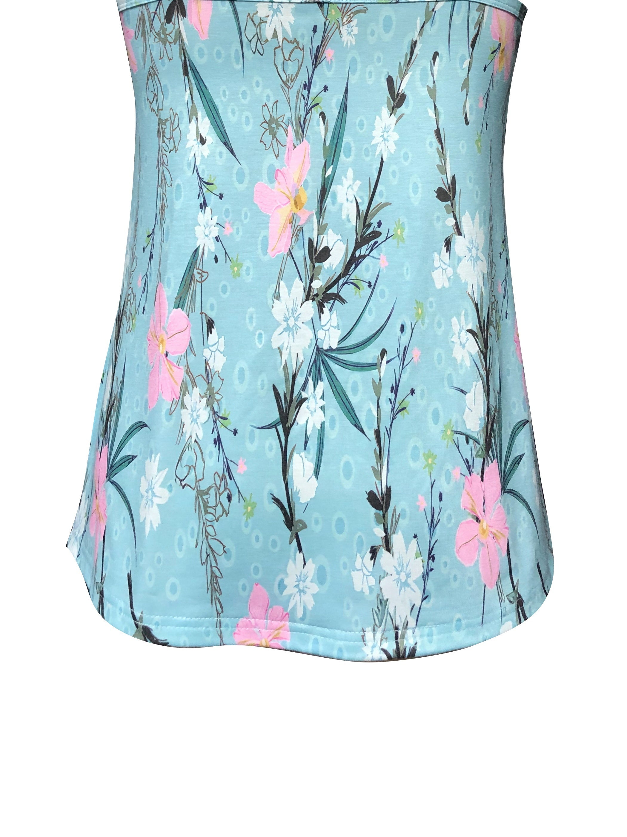 Floral Print V Neck Cami Top Summer Sleeveless Casual Top