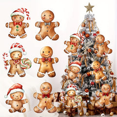 6pcs Christmas Gingerbread Man Decorations Fabric Dolls