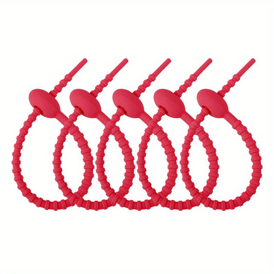 10pcs Silicon Cable Ties Reusable Candy Cable Organizer Silicone Keychain