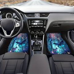 4pcs Fantasy Forest & Butterfly Car Floor Mats Non-slip Water Absorbent Mats