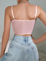 Lace Waist Drawstring Strap Vest Bra Sexy Camisole Top