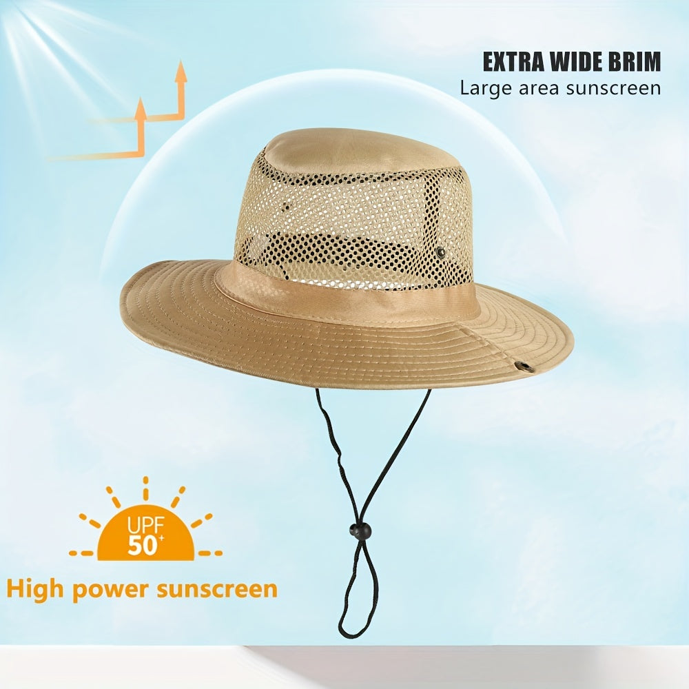 Men's Wide Brim UV Protection Sun Hat for Summer Beach Fishing Hiking