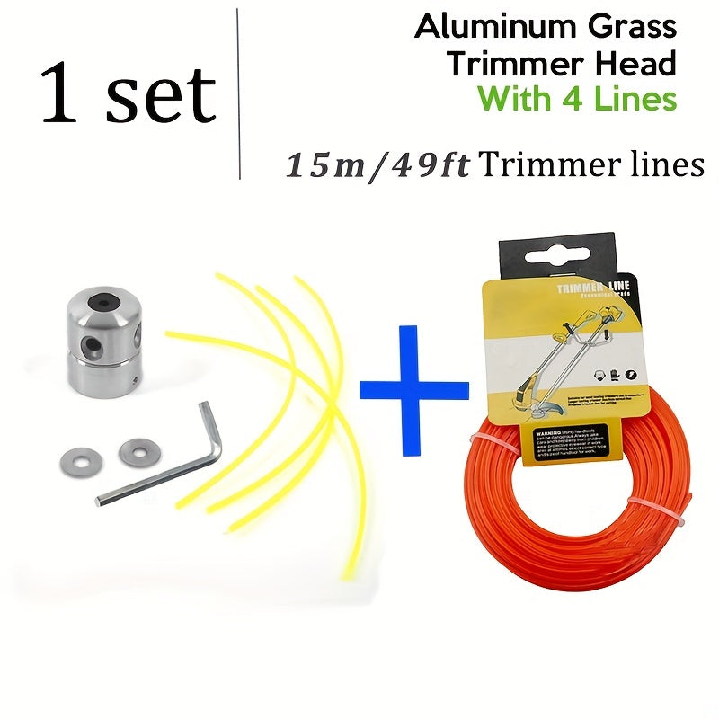 15m Trimmer Lines Aluminum Brush Cutter Head Lawn Mower Cutting Line