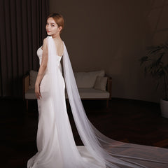 Elegant Wedding Shawl with Train for Church Ceremonies