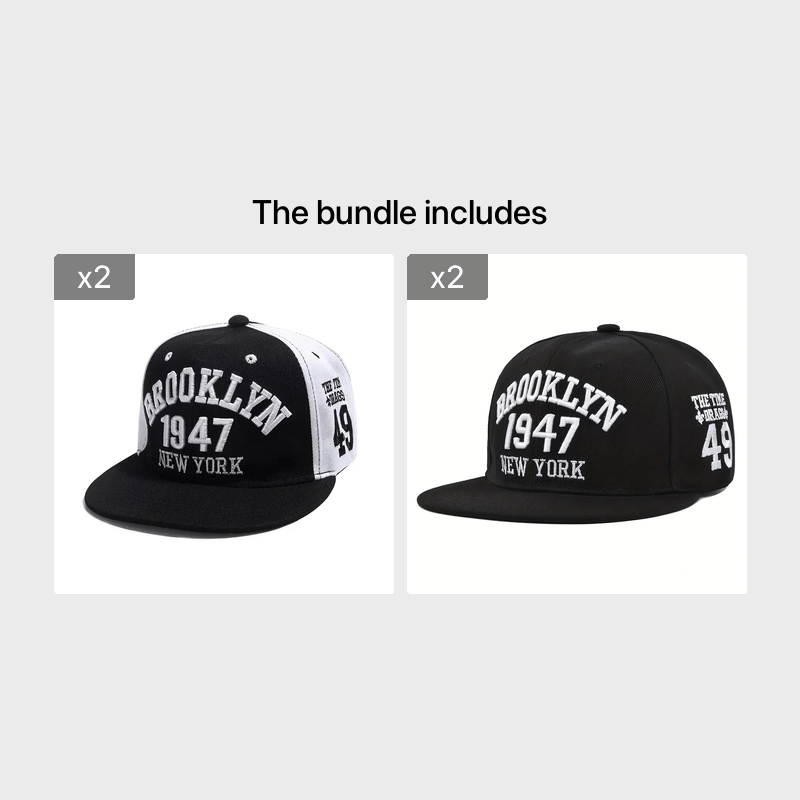 Brooklyn York Pattern Hip Hop Snapback Cap Streetwear Flat Brim Baseball Cap
