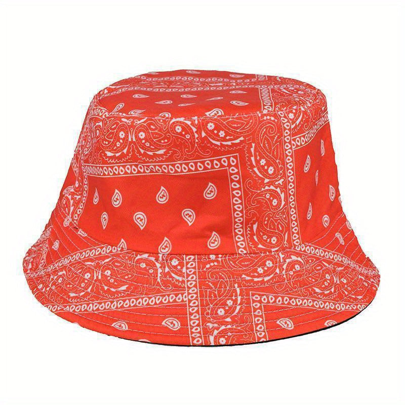 Paisley Print Bucket Hat Hip Hop Solid Basin Hat Sunscreen Travel Beach Hats