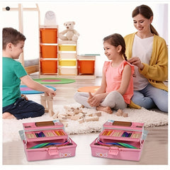 Plastic 3 Layer Storage Box Toolbox Handle Multi-purpose Finishing Case