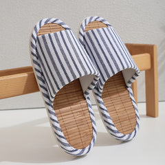 Striped Bamboo Insole Slippers Comfortable Open Toe Slip-On Shoes