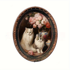 1:12 Dollhouse Wall Decoration Murals Rose and Cat Still Life Paintings