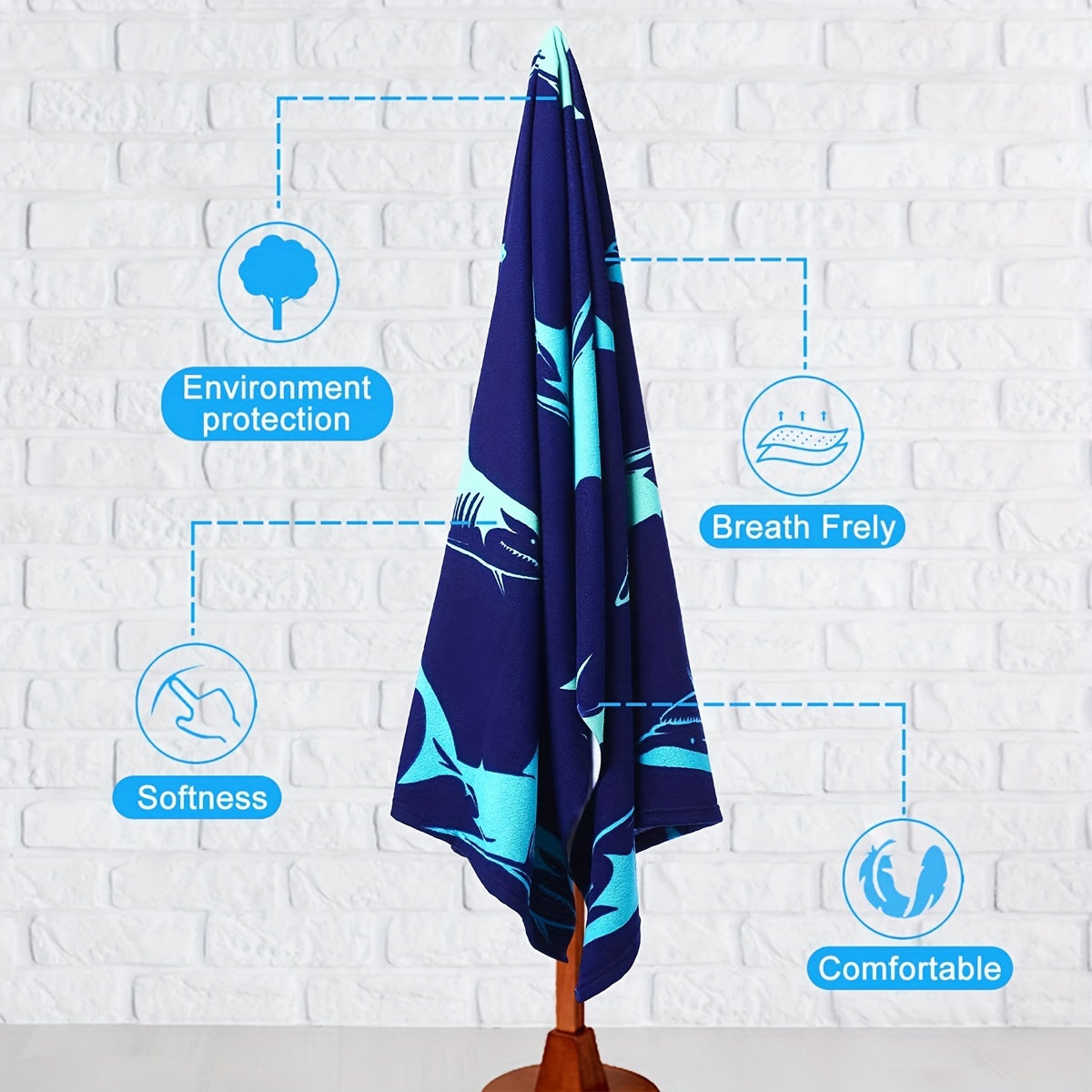 Oversized Printed Beach Towel Quick Drying Lightweight Mat For Vacation Travel